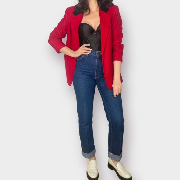 90s Sag Harbor Wool Blazer‎ with Black Collar - Picture 4 of 7